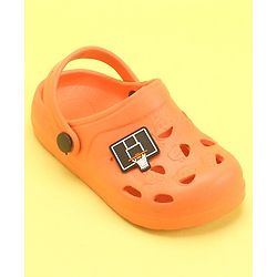 Pine Kids Clogs With Back Strap Basketball Applique- Orange