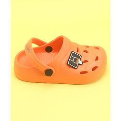 Pine Kids Clogs With Back Strap Basketball Applique- Orange