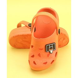 Pine Kids Clogs With Back Strap Basketball Applique- Orange