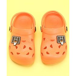 Pine Kids Clogs With Back Strap Basketball Applique- Orange