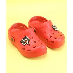 Pine Kids Clogs With Back Strap Basketball Applique- Red