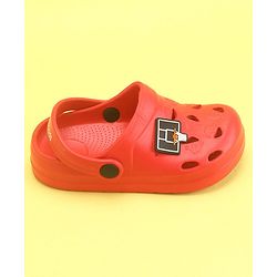 Pine Kids Clogs With Back Strap Basketball Applique- Red