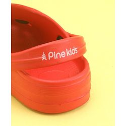 Pine Kids Clogs With Back Strap Basketball Applique- Red