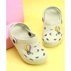 Pine Kids Clogs with Back Strap Hot Air Balloon Patch - Light Green