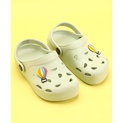 Pine Kids Clogs with Back Strap Hot Air Balloon Patch - Light Green