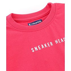 Pine Kids 100% Cotton Half Sleeves T-Shirt Sneakers Print - Red