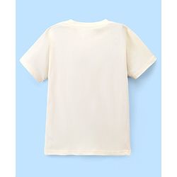 Pine Kids 100% Cotton Half Sleeves Biowashed T-Shirt Palm Tree Print - Off White