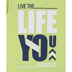 Pine Kids 100% Cotton Half Sleeves Bio Washed T-Shirt Text Print - Green