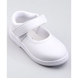 Pine Kids Solid School Shoes with Velcro Closure - White