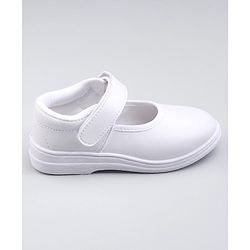 Pine Kids Solid School Shoes with Velcro Closure - White
