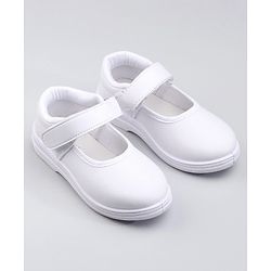Pine Kids Solid School Shoes with Velcro Closure - White