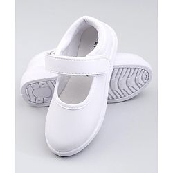 Pine Kids Solid School Shoes with Velcro Closure - White