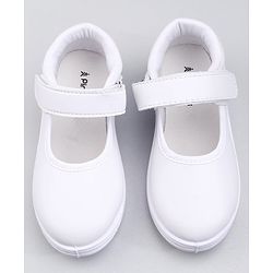 Pine Kids Solid School Shoes with Velcro Closure - White