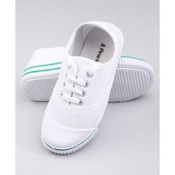 Pine Kids Solid Lace Up School Shoes - White
