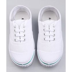 Pine Kids Solid Lace Up School Shoes - White