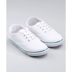 Pine Kids Solid Lace Up School Shoes - White