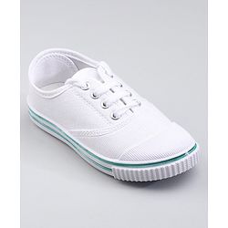 Pine Kids Solid Lace Up School Shoes - White