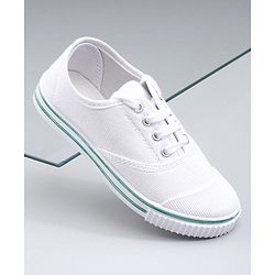 Pine Kids Solid Lace Up School Shoes - White