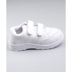 Pine Kids School Shoes With Velcro Closure Solid- White