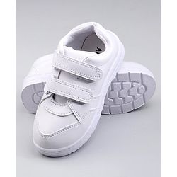Pine Kids School Shoes With Velcro Closure Solid- White