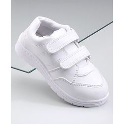 Pine Kids School Shoes With Velcro Closure Solid- White