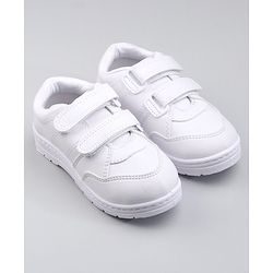 Pine Kids School Shoes With Velcro Closure Solid- White