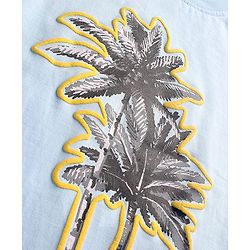 Pine Kids Half Sleeves Puff Print Bio Wash T-Shirt - Light Blue