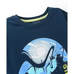 Pine Kids 100% Cotton Knit Half Sleeves Bio Washed T-Shirt Street Theme Print - Blue