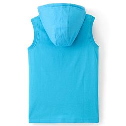 Pine Kids 100% Cotton Bio Washed Sleeveless Hooded T-Shirt Color Block- Blue & Yellow