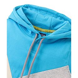 Pine Kids 100% Cotton Bio Washed Sleeveless Hooded T-Shirt Color Block- Blue & Yellow