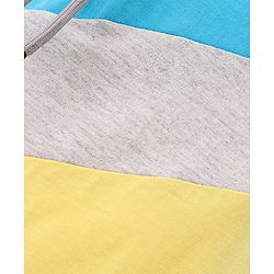 Pine Kids 100% Cotton Bio Washed Sleeveless Hooded T-Shirt Color Block- Blue & Yellow
