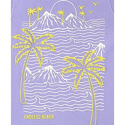 Pine Kids 100% Cotton Bio Washed Sleeveless Hooded T-Shirt With Embroidery- Purple
