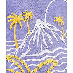 Pine Kids 100% Cotton Bio Washed Sleeveless Hooded T-Shirt With Embroidery- Purple