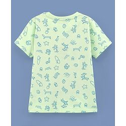 Pine Kids 100% Cotton Biowashed Half Sleeves T-Shirt Text & Surf Print - Green