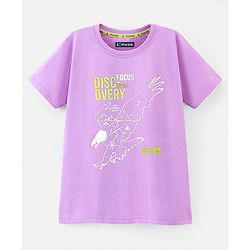Pine Kids 100% Cotton Biowahshed Half Sleeves T- Shirt Text Print - Purple