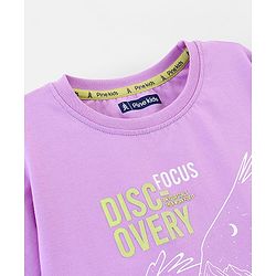 Pine Kids 100% Cotton Biowahshed Half Sleeves T- Shirt Text Print - Purple