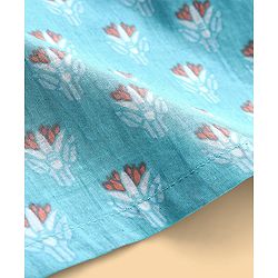 Pine Kids Full Sleeves Printed Kurta Pyjama Set - Turquoise