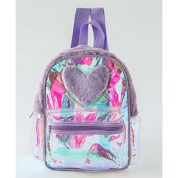 Pine Kids Free Size Fashion Backpack With Heart Applique - Purple