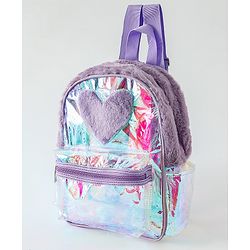 Pine Kids Free Size Fashion Backpack With Heart Applique - Purple