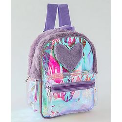 Pine Kids Free Size Fashion Backpack With Heart Applique - Purple