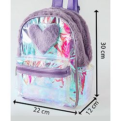 Pine Kids Free Size Fashion Backpack With Heart Applique - Purple