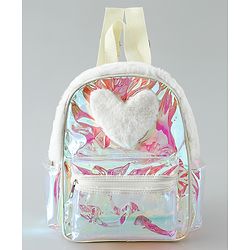 Pine Kids Free Size Fashion Backpack With Heart Applique - White