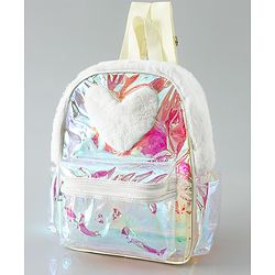 Pine Kids Free Size Fashion Backpack With Heart Applique - White