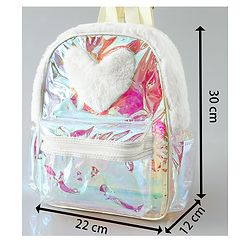 Pine Kids Free Size Fashion Backpack With Heart Applique - White
