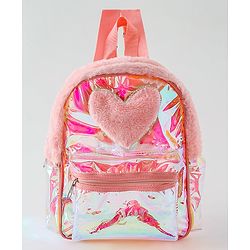 Pine Kids Free Size Fashion Backpack With Heart Applique - Pink
