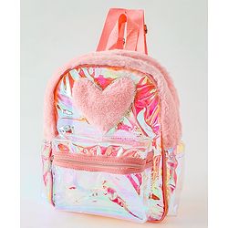 Pine Kids Free Size Fashion Backpack With Heart Applique - Pink