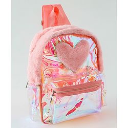 Pine Kids Free Size Fashion Backpack With Heart Applique - Pink