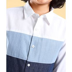 Pine Kids Cotton Full Sleeve Shirt Solid Color - White & Blue
