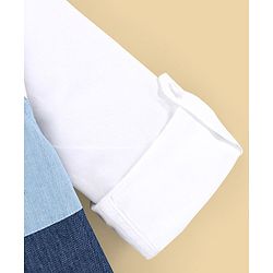 Pine Kids Cotton Full Sleeve Shirt Solid Color - White & Blue