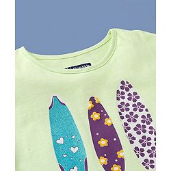 Pine Kids 100% Cotton Half Sleeves Biowashed T-Shirt Surf Board Print - Green